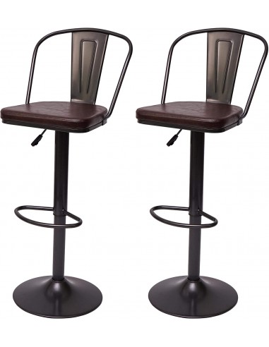 2x tabourets de bar en synthétique marron et métal noir style industrielle hauteur réglable TDB04053 suggérées chez