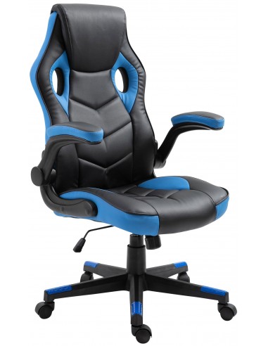 Fauteuil de bureau chaise gamer ergonomique réglable pivotant bleu/noir BUR10400 plus qu'un jeu 