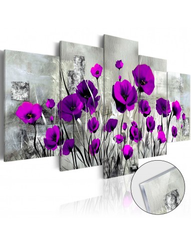 Tableaux en verre acrylique décoration murale motif Coquelicots violets en 5 panneaux 100x50 cm TVA110078 outlet