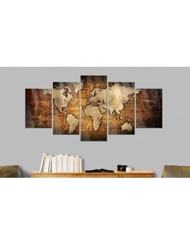 Tableaux en verre acrylique décoration murale motif carte monde bronze 200x100 cm TVA110171 pas cher 