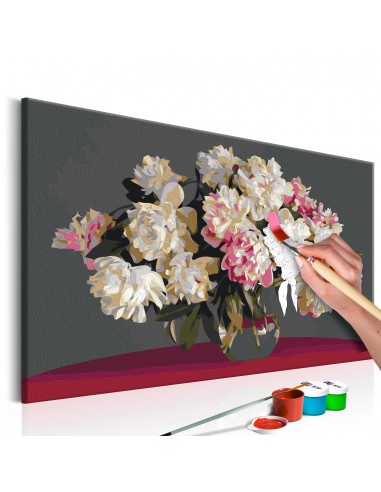 Tableau à peindre soi-même peinture par numéros motif Fleurs blanches dans un vase 60x40 cm TPN110071 prix