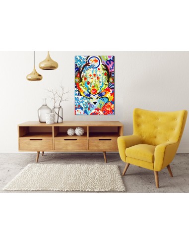 Tableau à peindre soi-même peinture par numéros motif Cerf et fleurs 40x60 cm TPN110058 Voir les baskets