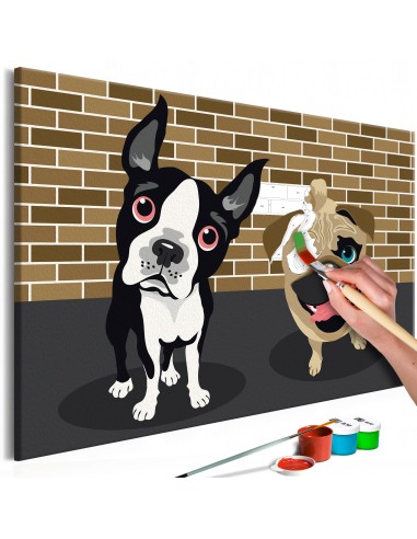 Tableau à peindre soi-même peinture par numéros motif Chiens adorables 60x40 cm TPN110047 est présent 