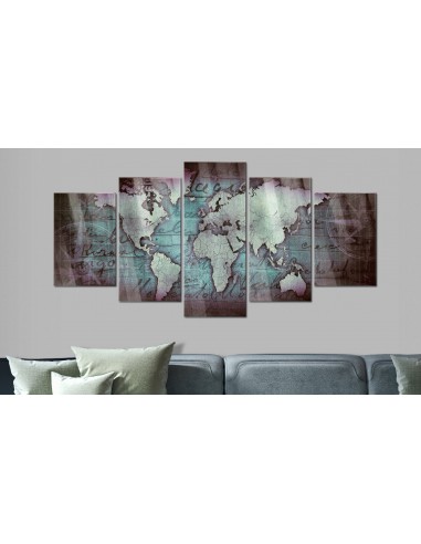 Tableaux en verre acrylique décoration murale motif carte monde bronze II 100x50 cm TVA110172 de technologie