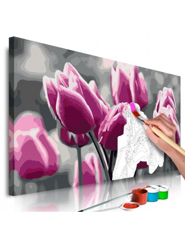 Tableau à peindre soi-même peinture par numéros motif Champ de tulipes 60x40 cm TPN110039 les ctes