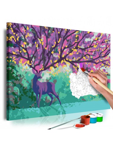 Tableau à peindre soi-même peinture par numéros motif Cerf violet 60x40 cm TPN110139 Voir les baskets