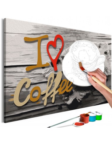 Tableau à peindre soi-même peinture par numéros motif I Love Coffee 60x40 cm TPN110098 de France