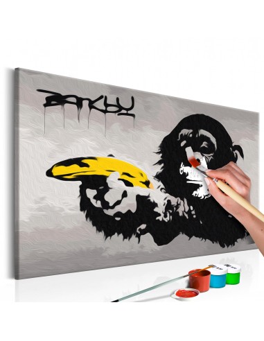 Tableau à peindre soi-même peinture par numéros motif Singe (Graffiti d'art de rue de Banksy) 60x40 cm TPN110147 plus qu'un jeu 