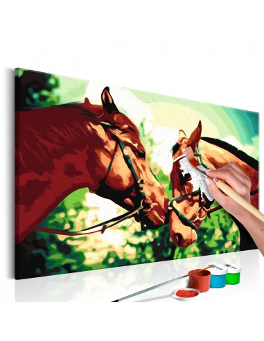 Tableau à peindre soi-même peinture par numéros motif Chevaux 60x40 cm TPN110027 en stock