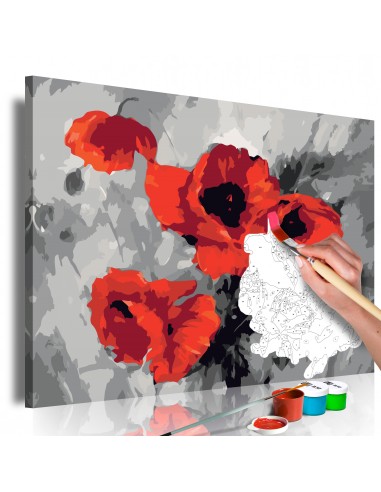 Tableau à peindre soi-même peinture par numéros motif Bouquet de coquelicots 60x40 cm TPN110022 À commander