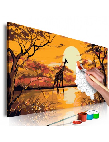 Tableau à peindre soi-même peinture par numéros motif Girafe au coucher du soleil 80x40 cm TPN110085 de votre