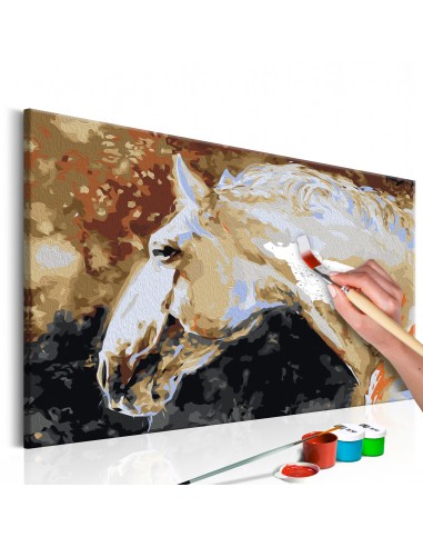 Tableau à peindre soi-même peinture par numéros motif Cheval blanc 60x40 cm TPN110044 acheter en ligne