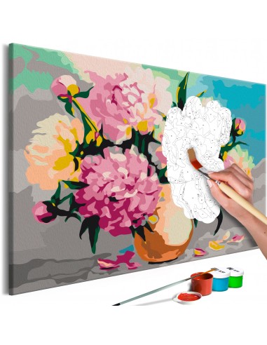 Tableau à peindre soi-même peinture par numéros motif Fleurs dans un vase 60x40 cm TPN110077 Le MVP de beaucoup