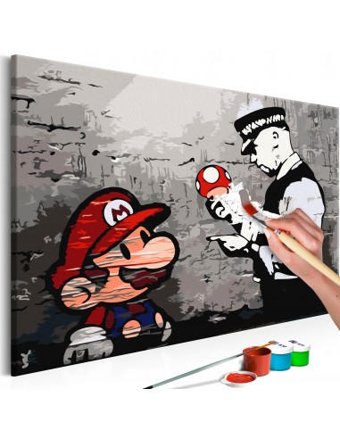 Tableau à peindre soi-même peinture par numéros motif Mario (Banksy) 60x40 cm TPN110109 paiement sécurisé