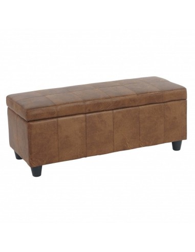 Banc banquette coffre de rangement synthétique marron vieilli 112x45x45cm BAN04005 50% de réduction en Octobre 2024