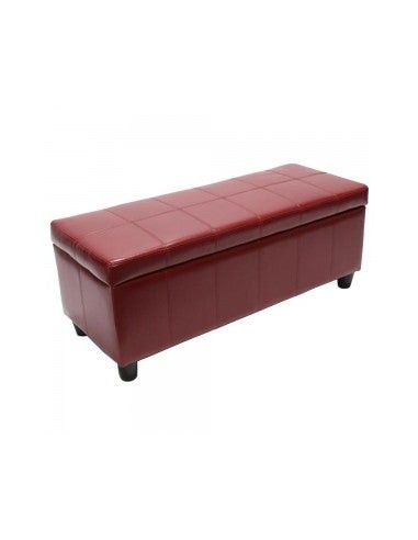 Banc banquette de rangement cuir reconstitué rouge 112x45x45cm BAN04015 JUSQU'A -70%! 