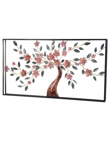 Décoration murale motif cerisier à fleurs en métal vert et or 91x6x50 cm DEC05073 vente chaude votre 