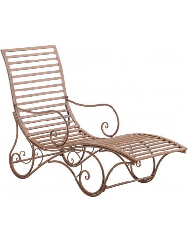 Chaise longue pour jardin transat en métal marron vieilli MDJ10212 JUSQU'A -70%! 