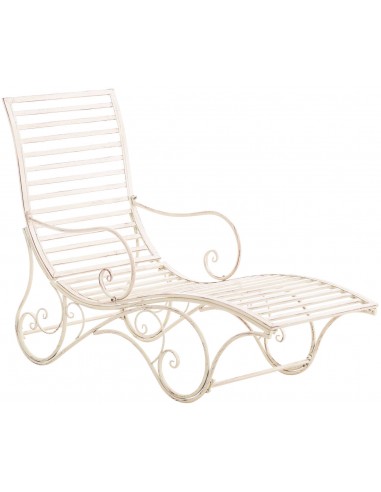 Chaise longue pour jardin transat en métal crème vieilli MDJ10214 vente chaude votre 