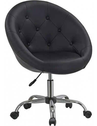 Fauteuil à roulette synthétique PU tabouret chaise de bureau noir BUR09028 acheter en ligne