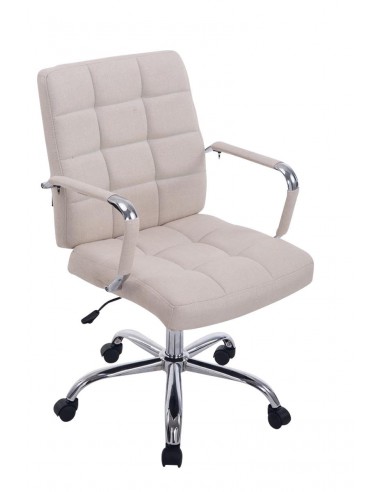 Chaise fauteuil de bureau à roulettes en tissu crème hauteur réglable BUR10114 Faites des économies