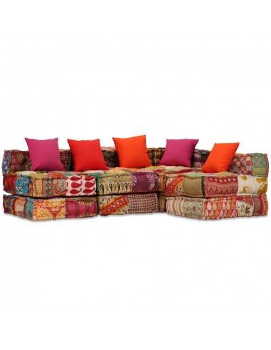 Coussins canapé de sol poufs modulaire chaise longue 4 places en tissu Patchwork DEC021225 2 - 3 jours ouvrés.