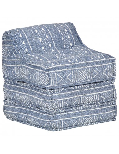 Coussin de sol pouf modulaire chaise longue en tissu indigo 60x70x76 cm DEC021312 Fin de série