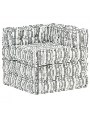 Coussin de sol pouf modulaire chaise longue en tissu gris rayé 70x70x69 cm DEC021294 de France