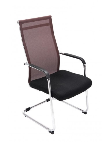 Chaise pour visiteur fauteuil de bureau avec accoudoirs marron pieds chromé BUR10150 2 - 3 jours ouvrés.