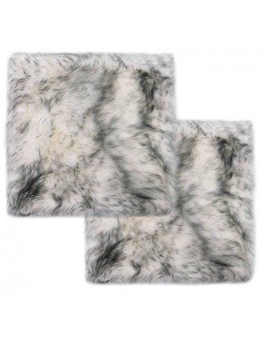 Lot de 2 coussins de chaise gris foncé mouton véritable 40x40cm DEC021287 plus qu'un jeu 