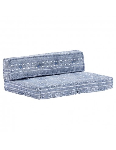 Coussin de palette pouf avec dossier en tissu indigo 120x80x45 cm DEC021260 les ctes