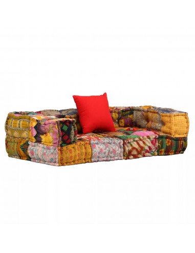 Coussins de sol poufs modulaire chaise longue en tissu 2 places en tissu Patchwork DEC021231 destockage