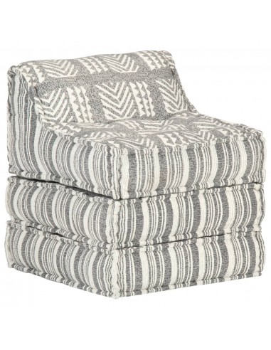 Coussin de sol pouf modulaire chaise longue en tissu gris rayé 60x70x76 cm DEC021309 store