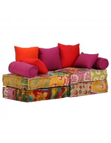 Coussins de sol poufs modulaire chaise longue en tissu 2 places en tissu Patchwork DEC021229 Jusqu'à 80% De Réduction