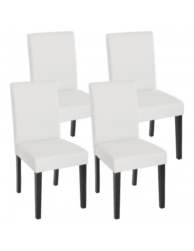 Lot de 4 chaises de salle à manger synthétique blanc mat pieds foncés CDS04137 en linge