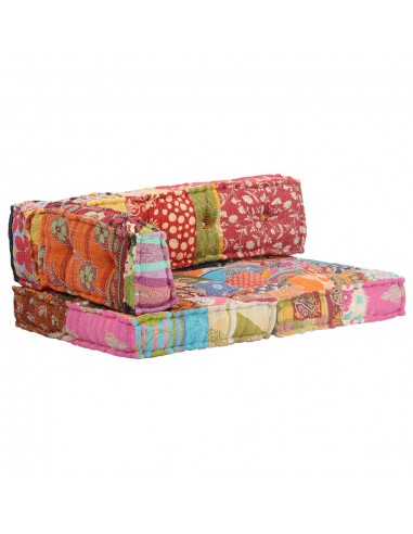 Coussins canapé de sol poufs modulaire chaise longue 2 places en tissu Patchwork DEC021261 pas cher