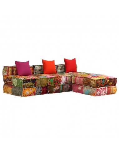 Coussins canapé de sol poufs modulaire chaise longue en tissu 3 places en tissu Patchwork DEC021227 en ligne des produits 