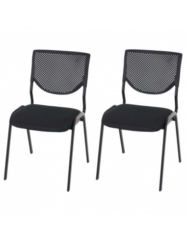 Lot de 2 chaises ergonomique pour visiteur bureau noir pieds noirs BUR04048 en linge