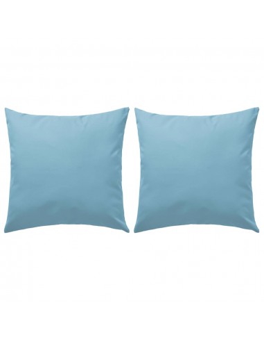 lot de 2 coussins de jardin résistants aux UV et à l'eau 60 x 60 cm bleu clair DEC021215 pas cher