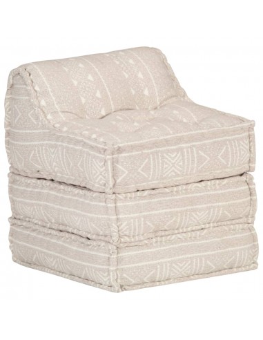 Coussin de sol pouf modulaire chaise longue en tissu beige 60x70x76 cm DEC021310 plus qu'un jeu 