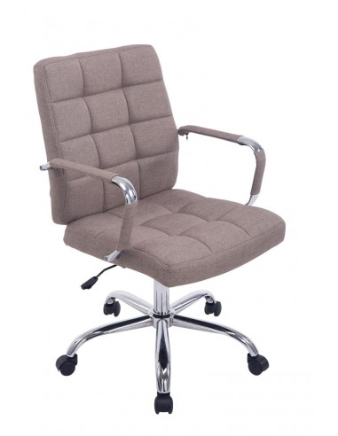 Chaise fauteuil de bureau à roulettes en tissu taupe hauteur réglable BUR10108 en linge