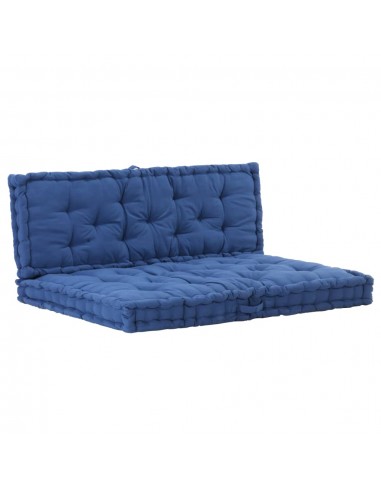 Coussins de palette canapé de sol dossier assise en coton bleu DEC021330 Le MVP de beaucoup