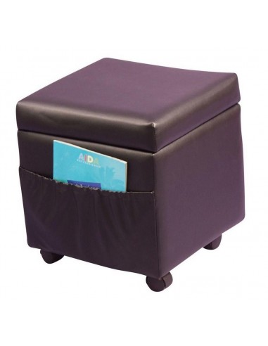 Tabouret / pouf avec espace de rangement sur roulettes noir BAN05027 hantent personnes