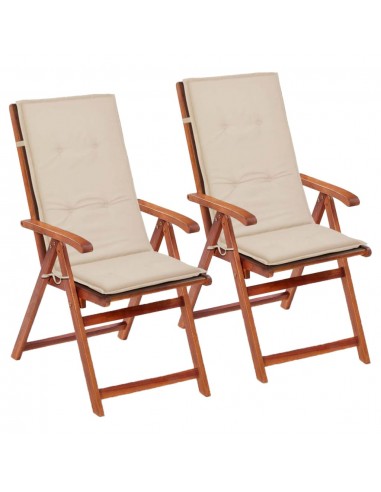 Lot de 2 coussins de chaise de jardin en tissu crème 120x50x3 cm DEC021546 meilleur choix