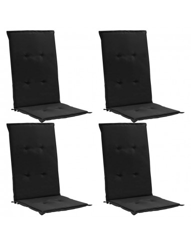 lot de 4 coussins de chaise de jardin 100% polyester imperméable noir 120x50x3 cm DEC021667 du meilleur 