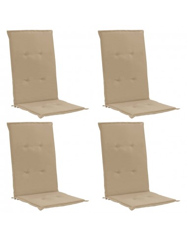 lot de 4 coussins de chaise de jardin 100% polyester imperméable beige 120 x 50 x 3 cm DEC021671 Pour