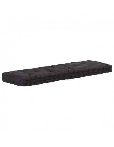 Coussin de plancher de palette Coton matelas de sol 120x40x7 cm Noir DEC021807 JUSQU'A -70%! 