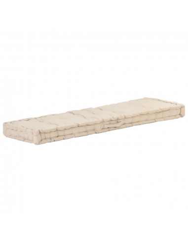 Coussin de plancher de palette Coton matelas de sol 120x40x7 cm Beige DEC021813 Dans la société mordern