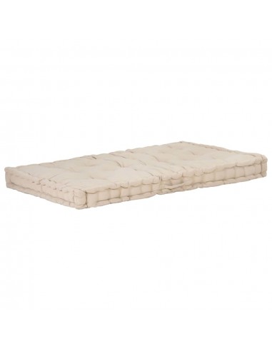 coussin de canapé palette 100 % coton 120x80x10 cm beige DEC021814 français