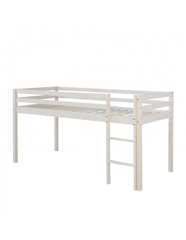 Lit mezzanine mi-hauteur 90x200cm avec échelle en bois blanc LIT06201 Venez découvrir notre 